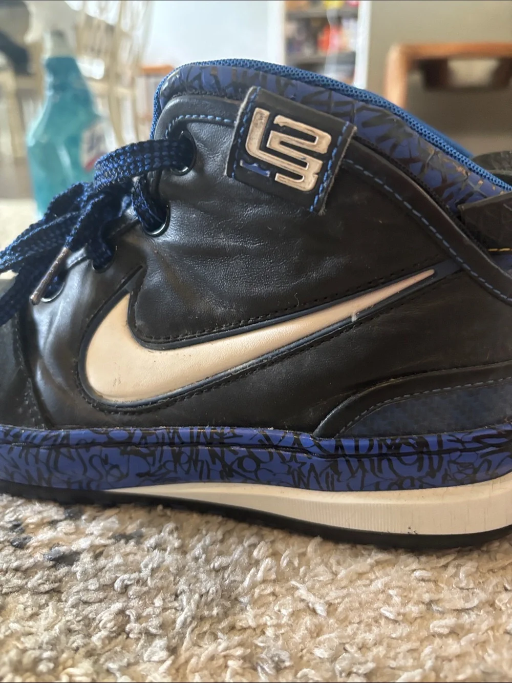 Nike Zoom LeBron 6 VI Graffiti Black Varsity Royal Blue 346526-011 Youth 5.5